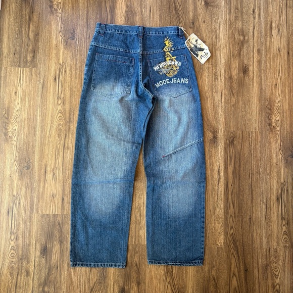 Mido Paris Embroidered Y2K Baggy Jeans with Dragon Design - Picture 2 of 3